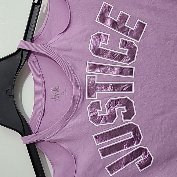 JUSTICE Lavender Purple Crop Tee Shirt Cold Shoulder Short Sleeve - Size 12 - Picture 2 of 10